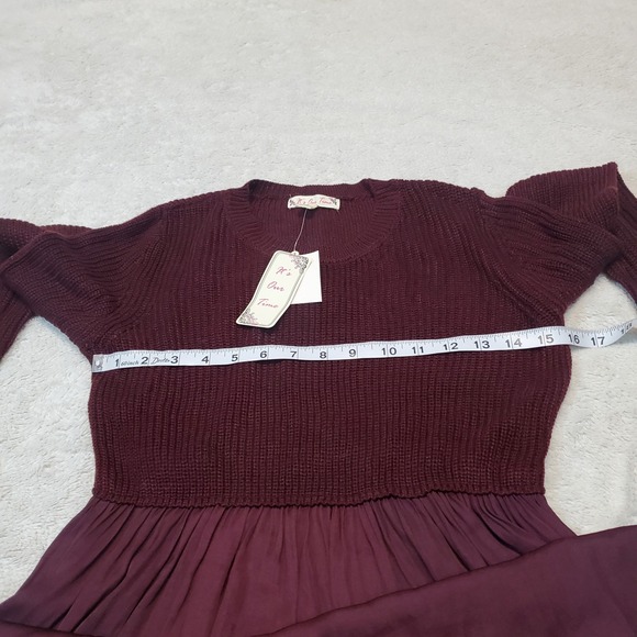 NWT It's Our Time Maroon Sweater Romantic Flowy Knit Party Dressy Dress Tunic M - Picture 6 of 8